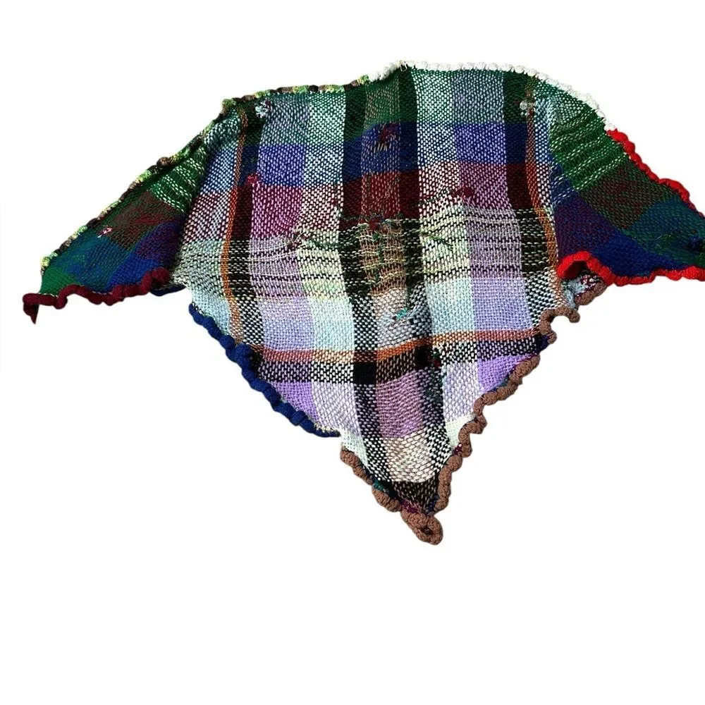 Handmade Boho Granny Core Woven Crochet Patchwork Shawl Wrap